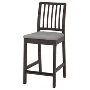EKEDALEN bar stool with backrest, dark brown/Orrsta light grey, 62 cm