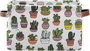 Cartoon Cacti Succulents Colorful Pots Shelf Organizer, Decorative Rectangle Home Office Organizer, Set of 2