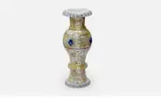 30'' white Marble Flower Vase pot mop Inlay decor home art & collectible antique