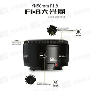 [享樂攝影]【永諾 50mm F1.8 Canon EF 大光圈鏡頭】EOS EF Mount 自動對焦 全畫幅 單反鏡頭 5D2 5DSR 6D 7D 7D2 70D 700D