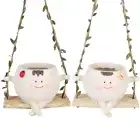 Swing Face Cute Plant Pots Durable Succulent Pots for String of Pearls Plants #