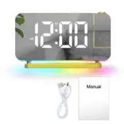 Gold RGB LED Projection Alarm Clock, Multi-Color Night Light with Snooze Functio