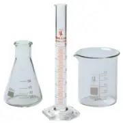 50ml Beaker, 50ml Flask, and 10ml Cylinder Set, 3.3 Boro. - Karter Scientific