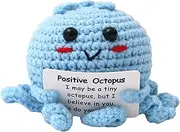 Positive Crochet Octopus | Octopus Positive Toy with Encouragement Card | Emotional Support Crochet Doll for Friends, Desk Decoration