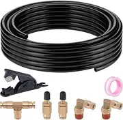 1/4" Air Line Service Kit for Air Bags Suspension Kit with Brass DOT Air Brake Fittings,1/4 DOT Air Fittings, 30 FT (9.1M) DOT Air Line PA Hose for Air Shock Line Kit Replacement Components