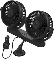 Car Fan - Adjustable 12 V Vehicle Fan with Two Heads, USB Cooling for Cars Quiet Air Circulator for Dashboard, Summer Ventilation Fan for Car Interior Use