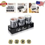 304 Stainless Steel Coffee Canister Set with Airtight Locking Clamp - 3 x 66 oz