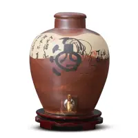 在飛比找蝦皮商城優惠-5Cgo景德鎮陶瓷酒壺泡酒罈帶龍頭底座 釀酒桶 高檔傳統酒桶