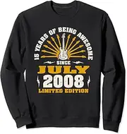 [X.Style] 15th Birthday Retro Vintage Guitarist Guitar Lover July 2008 Sweatshirt ds744 Sweater (S) Black