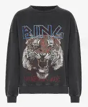 Aninebing Tiger Head Printing Long-sleeved Hoodie Women Shirt L