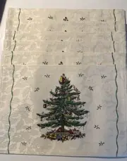 Set of 6 New Spode Christmas Tree Ivory Linen Placemats 13" X 19" Open Box