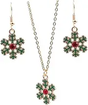 [BESPORTBLE] 1 Set Christmas Snowflake Earrings and Necklace for Women Dangle Drop Jewelry present Christmas Costume Accessory for Parties and Gatherings