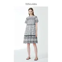 在飛比找ETMall東森購物網優惠-TINA GIA天納吉兒2023夏季新款棉波西米亞刺繡連衣裙