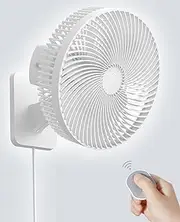 LEMOISTAR 10 Inch Wall Mounted Fan with Remote, AC/DC(12V), 90°Oscillating, High Velocity 4 Speeds Timer, Adjustable Tilt,5.9 ft Cord, Ultra Quiet,for Bedroom,Garage, RV,Office,Home-White