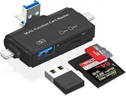 Shenzhi Tech SD Card Reader, 7 in 1 Portable OTG USB 3.0 Dual Slot Flash Memory Card Adapter Supports TF SD Micro SD SDXC SDHC for Mac Windows Linux Chrome PC Smartphones Camera Laptop (Black)