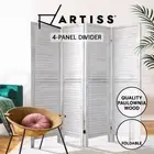 Artiss 4 Panel Room Divider Screen Partition Privacy Louver Wood Stand White