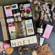 Moet & Chandon Premium Celebration Hamper | Luxury Champagne & Gourmet Treats Hamper - Moet & Chandon Brut, Belgian Chocolate, Truffle Mustard, Dark Chocolate Ginger, and More