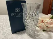 Elegant Ornate Hand Cut Bohemia Crystal Vase in Box
