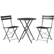 Garden Folding Patio Furniture Outdoor Table and Chairs Bistro Set - Black