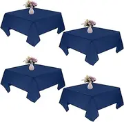 JALANCY 4 Pack Square Table Cloth 85x85 Inch Navy Blue Tablecloth Machine Washable Fabric Polyester Table Cover for Dining, Buffet Parties, Picnic, Events, Weddings and Restaurants（Navy Blue）
