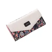 Womens Leather Wallet Floral Purse Credit Card Case-Black