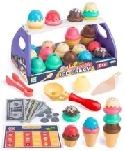 Ice Cream Toy Play Set for Kids, 41Pcs Toddler Ice Cream Shop Cart Truck, Bir...