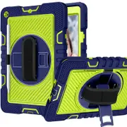 Rugged Stand Shockproof Hybrid Case with Strap For Apple iPad Air 6th 11" (2024) (Blue+Green)