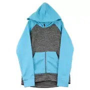HEAD Youth Girls Full Zip Hoodie Jacket, Small (7/8), Flint Grey Heather/Blue