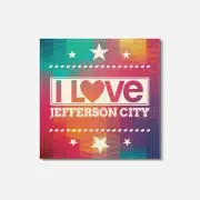 I Love Jefferson City United States Slogan 4'' X 4'' Square Wooden Coaster