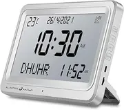 OUD Bukhoor Azan Clock, Automatic Worldwide Digital 8 Azan Prayer Sounds Muslim Prayer Clock for USA Home Decor (White)