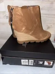Sorel Joan Uptown Chelsea Wedge Boots - Velvet Tan - Suede Waterproof - size 12