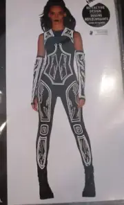 Cyberpunk Catsuit Black Robot Reflective Halloween Adult Costume s/m