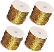 FOYTOKI 4Rolls Metallic Twine String for Crafts Decorative Elastic Cord for Wrapping Packaging and DIY Projects Durable and Elegant for Bags and Boxes