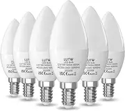 LUTW E14 LED Light Bulb Cool White, 40W SES Bulb Equivalent Candle Bulb, 5W 545lm 6500K 160°Beam Angle C37 Screw Light Bulbs, Non-dimmable, Pack of 6