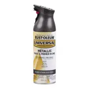 Rustoleum Universal Metallic Spray Paint & Primer 312g Black Stainless Steel Aer