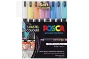 Uni PC-1MR Posca Poster Marker Ultra Fine Round Tip 0.7mm Pastel Colours 8 Pack
