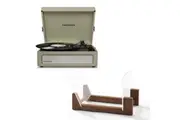 Crosley Voyager Bluetooth Portable Turntable - Sage + Bundled Crosley Record Storage Display Stand
