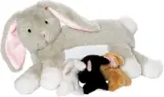 Manhattan Toy Nursing Nola Rabbit Stuffed Animal with 3 Bunnies