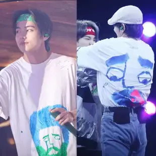 同款 -防彈少年團BTS演唱會同款手繪塗鴉印花衣服大碼寬鬆短袖T恤男女夏