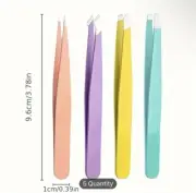 4pcs Precision Eyebrow Tweezers Set - Slant & Angled Tips for Facial hair