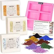 [Pifito] DIY Hand Soap Making Supplies Kit - Set Includes Premium Melt and Pour Soap Base (Goats Milk, Shea Butter, Oatmeal) and Colorants (Blue, Yellow, Red)