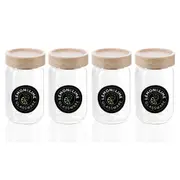 4x Lemon & Lime Woodend Beech 200ml/10.5cm Glass Spice Jar/Container Clear w/Lid
