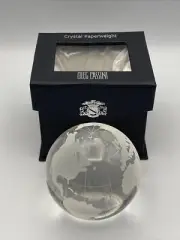 Oleg Cassini Crystal Globe Paperweight Sphere World Map NIB NOS Signed