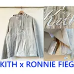 BLACK周杰倫JAY著用！全新KITH X RONNIE FIEG燈芯絨刺繡LOGO字體連帽長T帽T罩衫