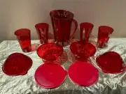 New 9 items UNIQUE RED Tupperware Beautiful Acrylic One of a KIND Set