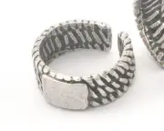 Band Ring Adjustable Antique Silver Plated brass (18mm 8US inner size) 3751