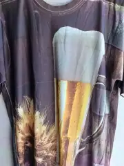 Sz.Large T-Shirt. GET A LIVE. Beer-Bier Glasses. Front and Back Print, Polyester