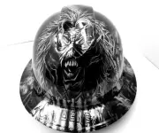 Hard Hat custom hydro dipped , OSHA approved FULL BRIM , IRON MAIDEN EDDIE NEW