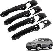 CheroCar for Jeep Grand Cherokee Door Handle Cover Kit with Smart Key Holes for 2011-2020 Jeep Grand Cherokee, for Dodge Durango 2011-2020, Exterior Accessories (Black)