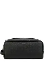 Saint Laurent Leather Wash Bag, Wash Bag, Black, Leather One Size